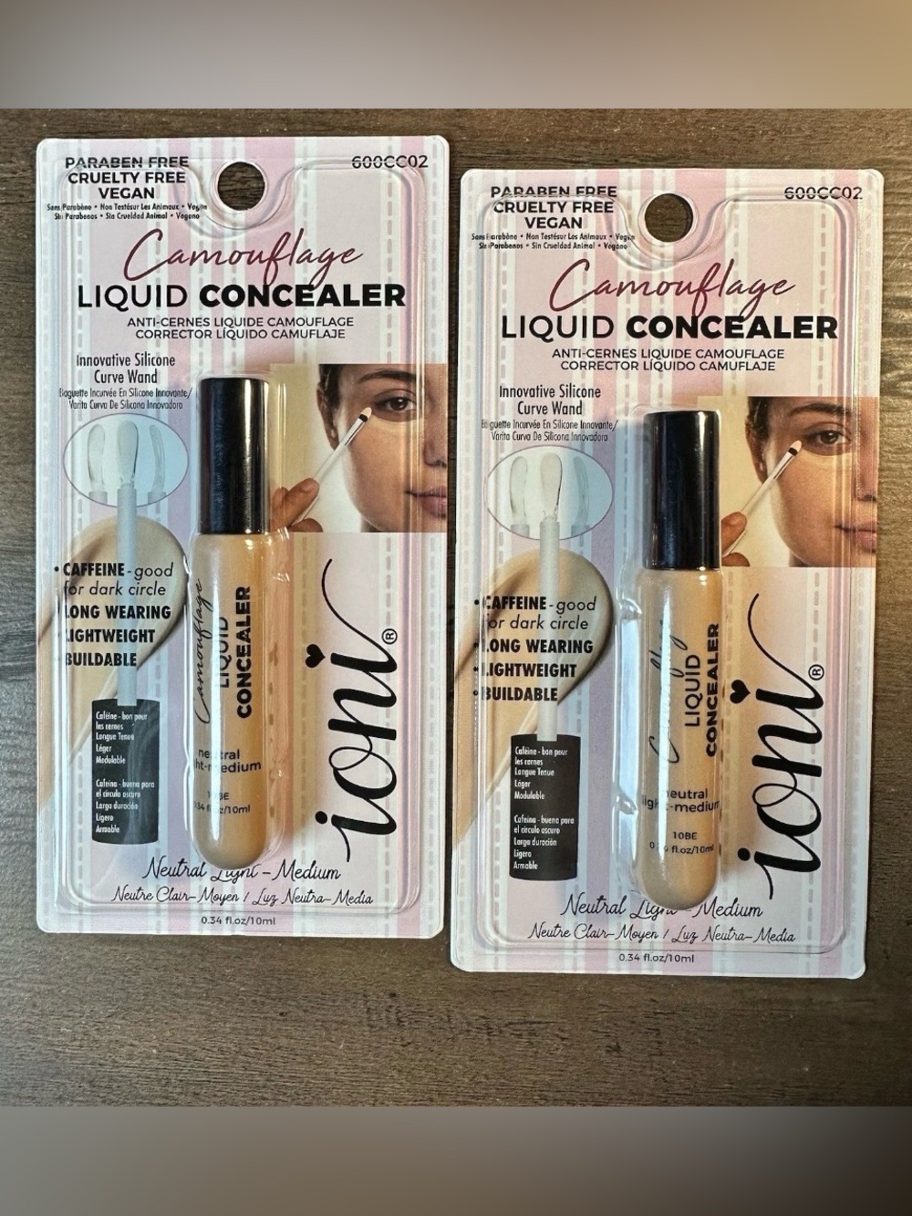 IONI 2PK CAMOUFLAGE LIQUID CONCEALER NEUTRAL LIGHT - MEDIUM CAFFEINE BUILDABLE